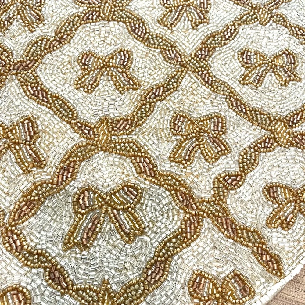 Tahari Gold and Cream Door Mat with Elegant Accents